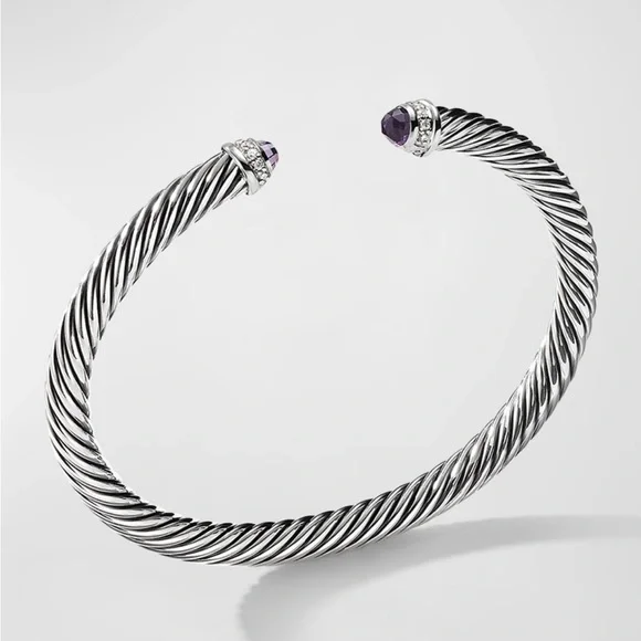 David Yurman cable bracelet w/ diamonds in silver - amethyst 5mm - Picture 2 of 6